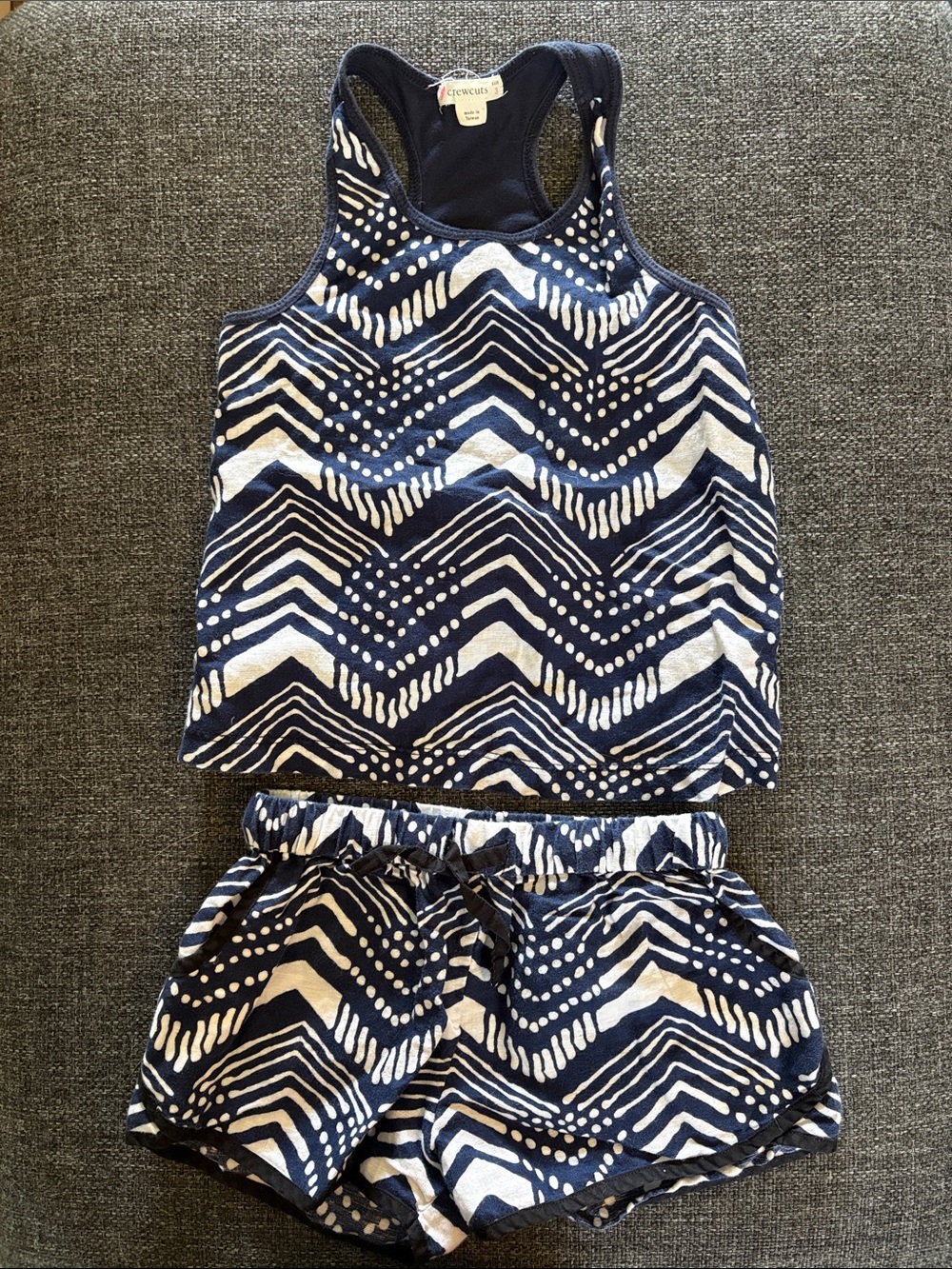 J. Crew Navy and White Girls' Tank and Shorts Matching Set